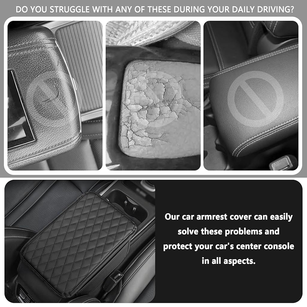 HASTHIP® Car Center Console Armrest Cover Pad Fashion PU Leather Car