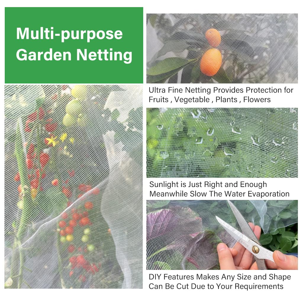 2.5*5m Ultra Fine Garden Mesh Netting for Plant Protctive, Durable PE Plant Netting Cover for Protect Your Vegetables, Fruits, Flower & Trees, Greenhouse Cover Protection Mesh Net Covers