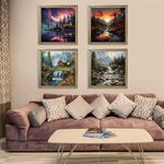 HASTHIP Diamond Art Painting Kit for Home Wall Decor featuring 4PCS 11.8 x 11.8 in Scenery | DIY Gift for Beginners