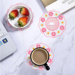HASTHIP® 3-Piece Floral Round Placemats Set, Heat Resistant Non-Slip Waterproof PVC Table Mats for Dining Table Kitchen Decor, Washable Coasters 10/15/20cm