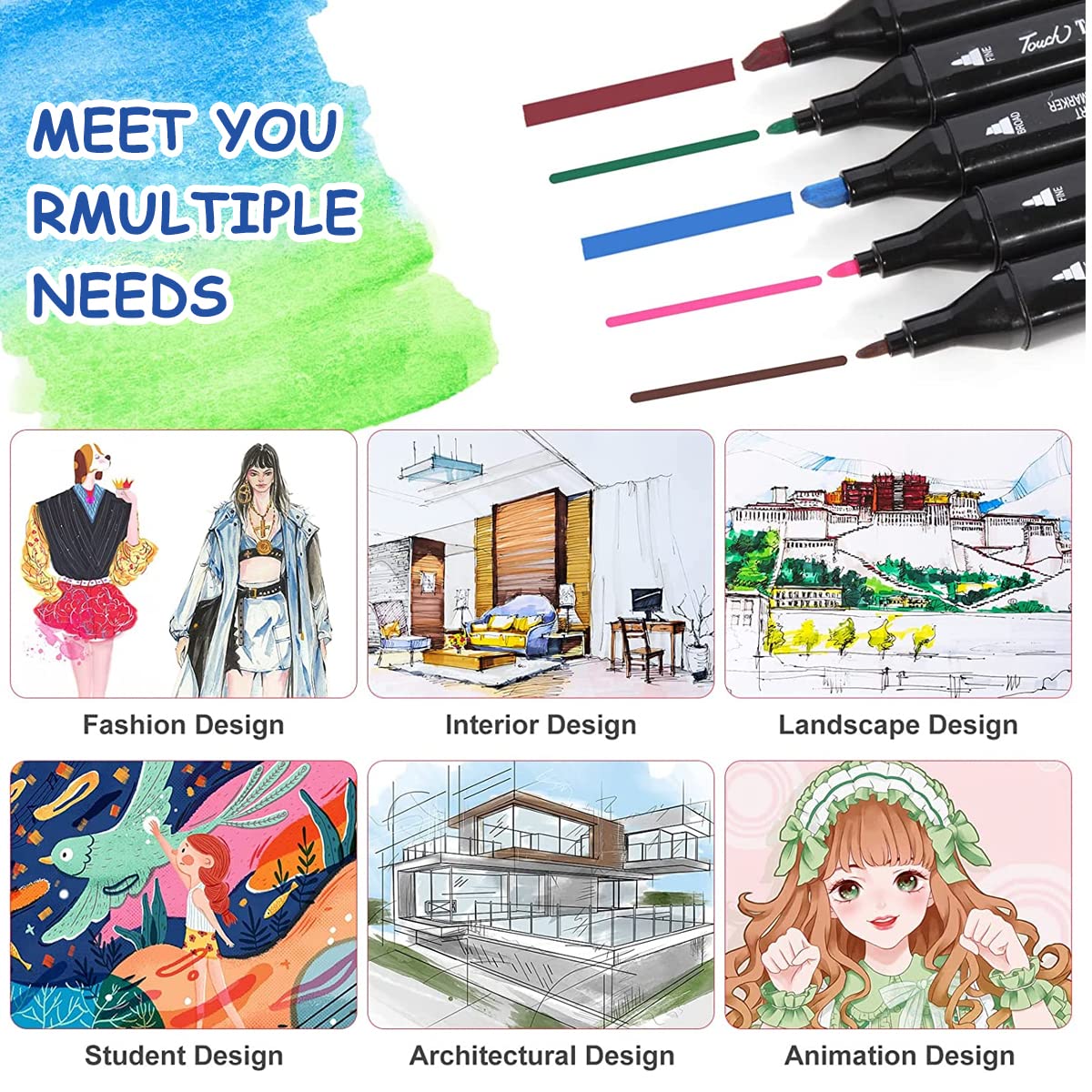 60 Colors Alcohol Markers Pens,Dual Tip Twin Marker Pens Acrylic Marker Pens,Anime&Manga Colouring Pens With Carrying Case For Painting Sketching Calligraphy Drawing Graffiti Design,Black