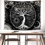 HASTHIP Tree of Life Tapestry for Bedroom featuring HD Galaxy Print and 51.2×59.1 in Size | Black and White Polyester Wall Hanging