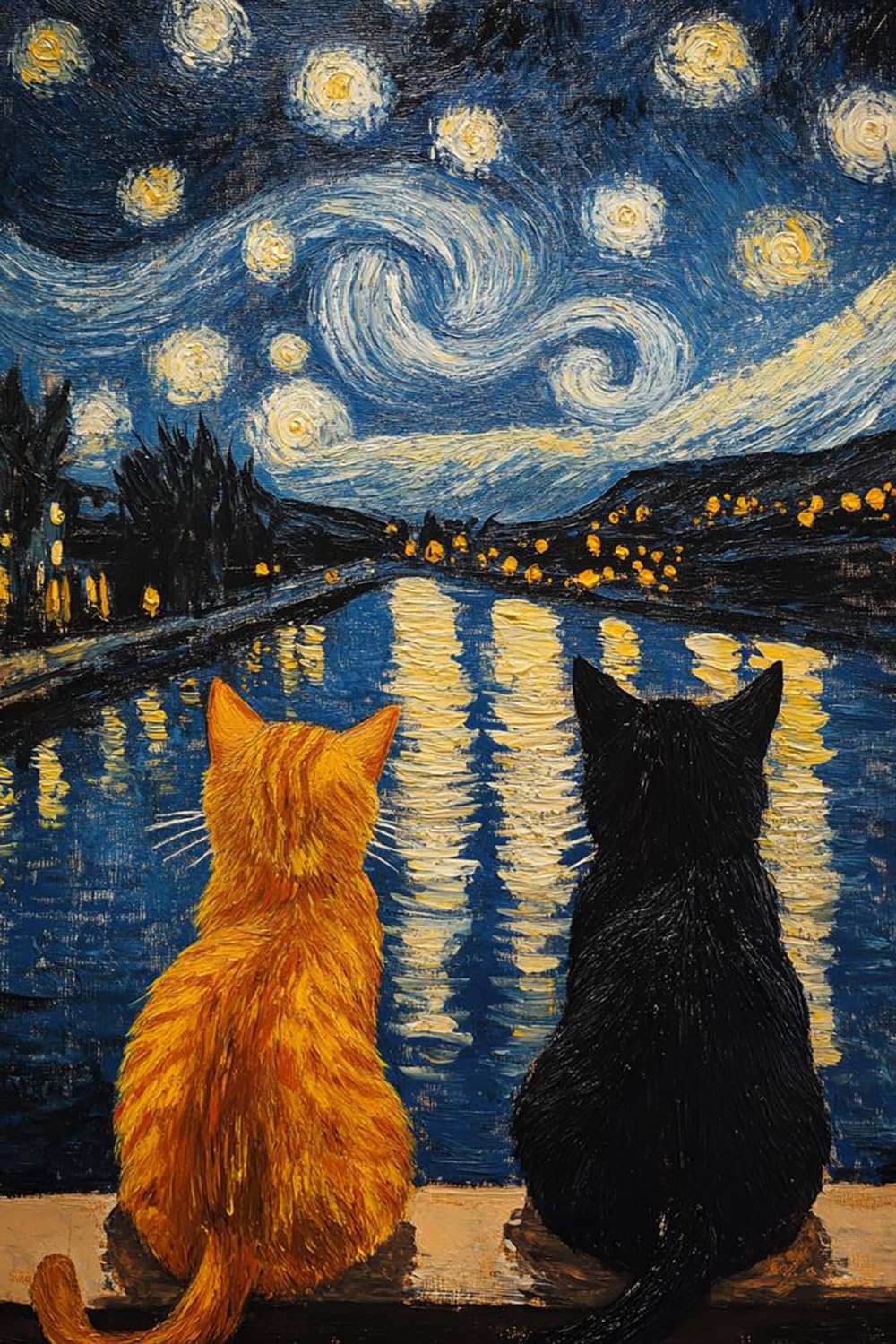 HASTHIP® Cat Diamond Art Kits for Adults-Starry Night Diamond Painting Kits for Adults Beginners