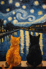 HASTHIP® Cat Diamond Art Kits for Adults-Starry Night Diamond Painting Kits for Adults Beginners