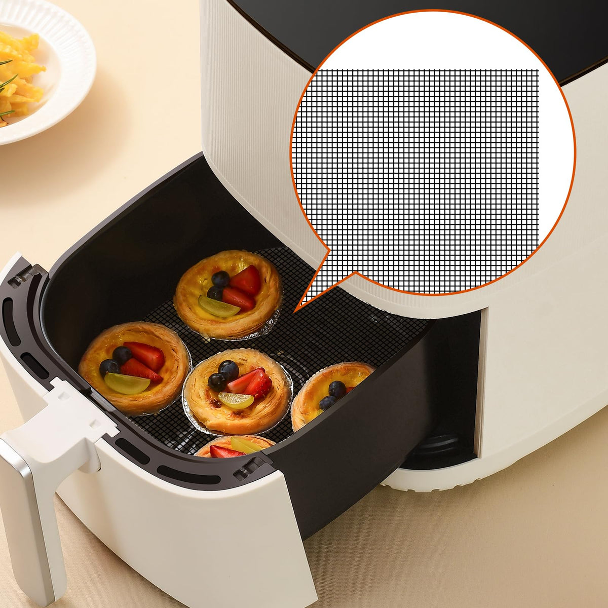 HASTHIP Oven Liners for Bottom of Oven with 12x12 inch Pre Cut Square Sheets | Includes 3 Air Fryer Liners and 3 Mesh Sheets