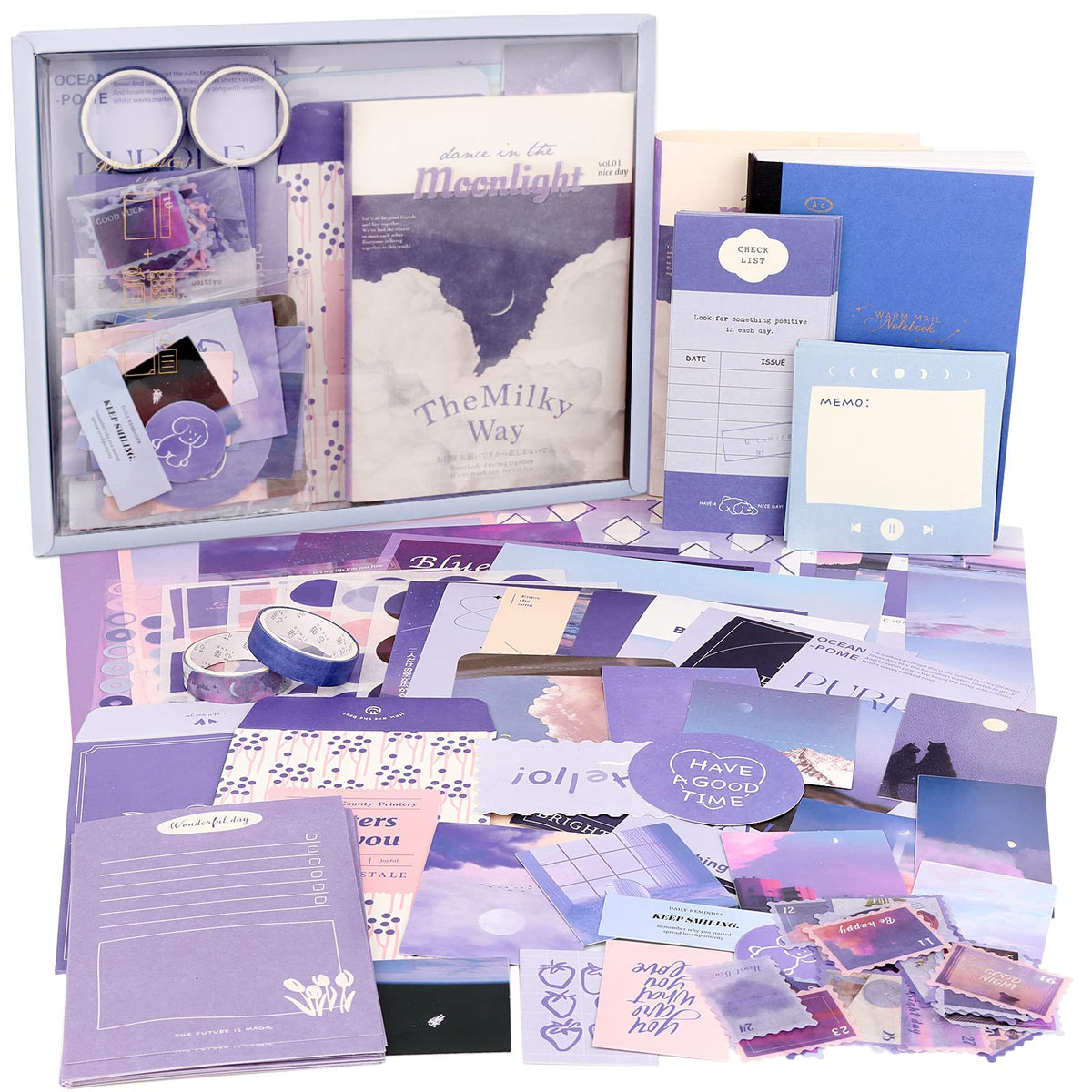 HASTHIP Journal Supplies Kit for Scrapbooking with 346 pcs Vintage Stickers and Papers