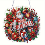 HASTHIP® Diamond Art Hanging Decor Christmas Door Sign Hanging Decor, Shining Diamond Art Santa Claus Window Festive Ornament Christmas Gift 19x19cm