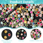 HASTHIP® 100Pcs Flower Buttons 12mm Assorted Color Rhinestone Floral Pearl Flatback Buttons DIY Hand Sewing Decorative Buttons DIY Craft Decorative Floral Buttons for Clothing, Crochet Crafts