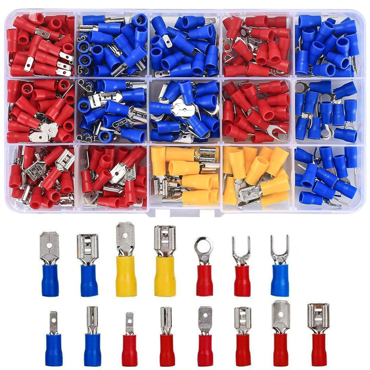 HASTHIP Wire Connector Jointer Set for Automotive and Electrical Use with 280 pcs | Tinned Brass and PVC Insulated Terminals