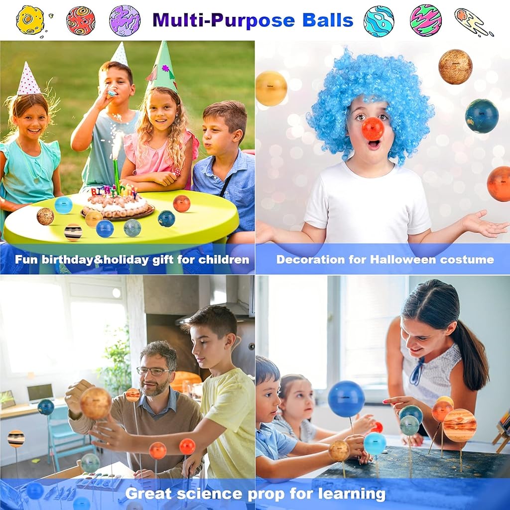 HASTHIP® Solar System Stress Ball Learning Toys for Kids and Sensory Toy for Adult 10 Piece,Anti Stress Solar Planets Balls (Planet Balls)