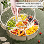HASTHIP® upvox Split Tray Fruit Snack Box with Lid and Handle, Gray White in Color
