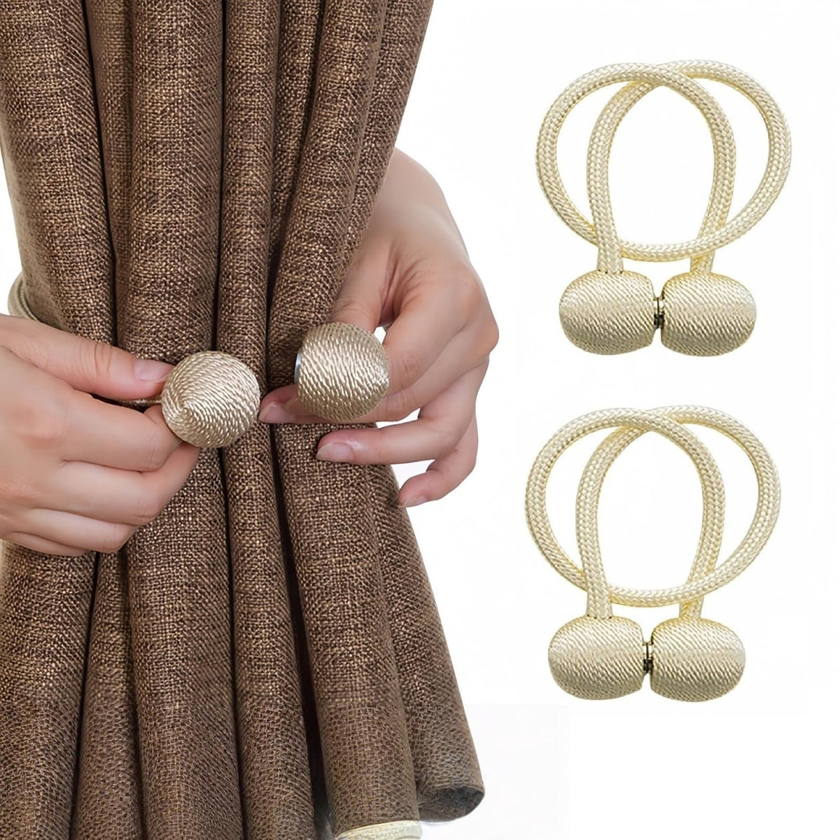 HASTHIP® Window Curtain Tiebacks Polyester Solid Khaki