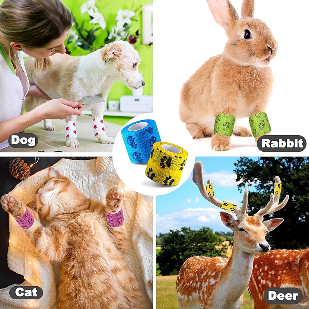 HASTHIP® Kinesiology Tape for Physiotherapy, Stmandy Vet Tape wrap, wrap Bandage, Adhesive wrap Bandage for The Person or The Pets (Cat, Dogs and Other Animal) who was injure or Have Wound