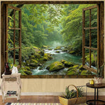 HASTHIP Window Tapestry with Landscape Print for Bedroom & Living Room