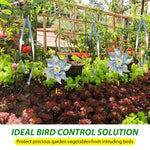 HASTHIP Bird Repellent Set for Gardens with 2.4cm x 80m Reflective Belt and Silver Pinwheels | Weatherproof PET Design