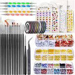 MAYCREATE® 3D Nail Art Stamping Kit, 3D Nail Art Tools with Pen & Brush Painting Polish Design Kit Nail Art Stickers Nail Foil Tape Strips and Nails Art Rhinestones