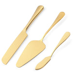 HASTHIP Cake Knife and Server Set for Weddings with Ergonomic Non Slip Handles | 3Pcs 9.29in Knife 8.8in Server 6.7in Spatula