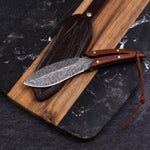 HASTHIP® Feather Kitchen Knife for Meat Cutting, Peeling, Slicing & Boning, High Carbon Steel Full Tang Blade Rosewood Handle with Leather Sheath, Professional Cooking & Outdoor Knife 7.8''-Multicolor