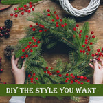 HASTHIP Christmas Pine Branches for Xmas Decor with 35 Pine Picks and 10 Red Berry Stems | Realistic Artificial Needles for Tree Garland and Wreaths