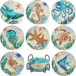 HASTHIP Diamond Painting Coaster Kit for DIY Crafts with Holder and Cork Base 8 Pcs Acrylic | Fun Gift for Adults and Kids