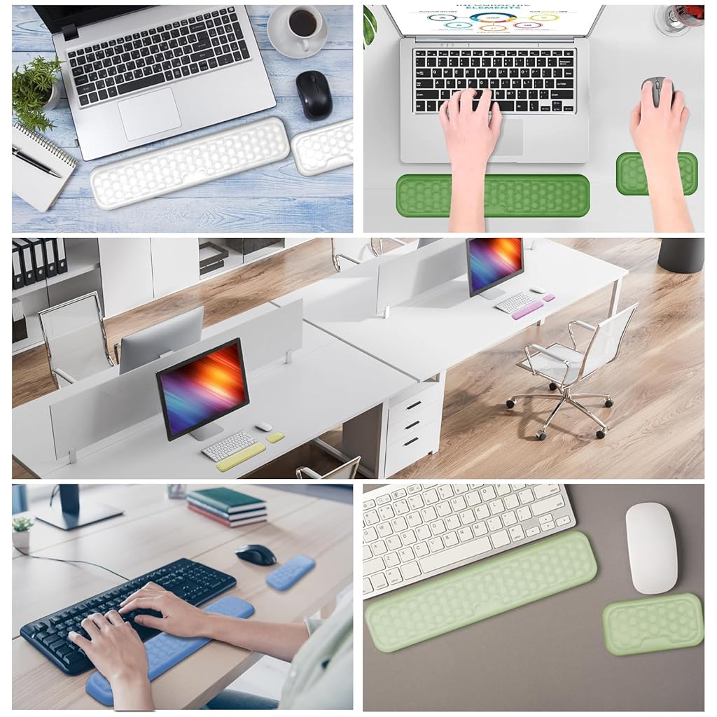 HASTHIP® Juego de reposamuñecas para teclado y ratón ergonómicos