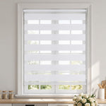 HASTHIP 27 x 51-Inch Cordless Zebra Blind for Windows, Double-Layer White Light Control