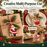 HASTHIP 20-Piece Wooden Christmas Tree Ornaments with Vintage Patterns, 8 cm Tall and Hanging Ropes