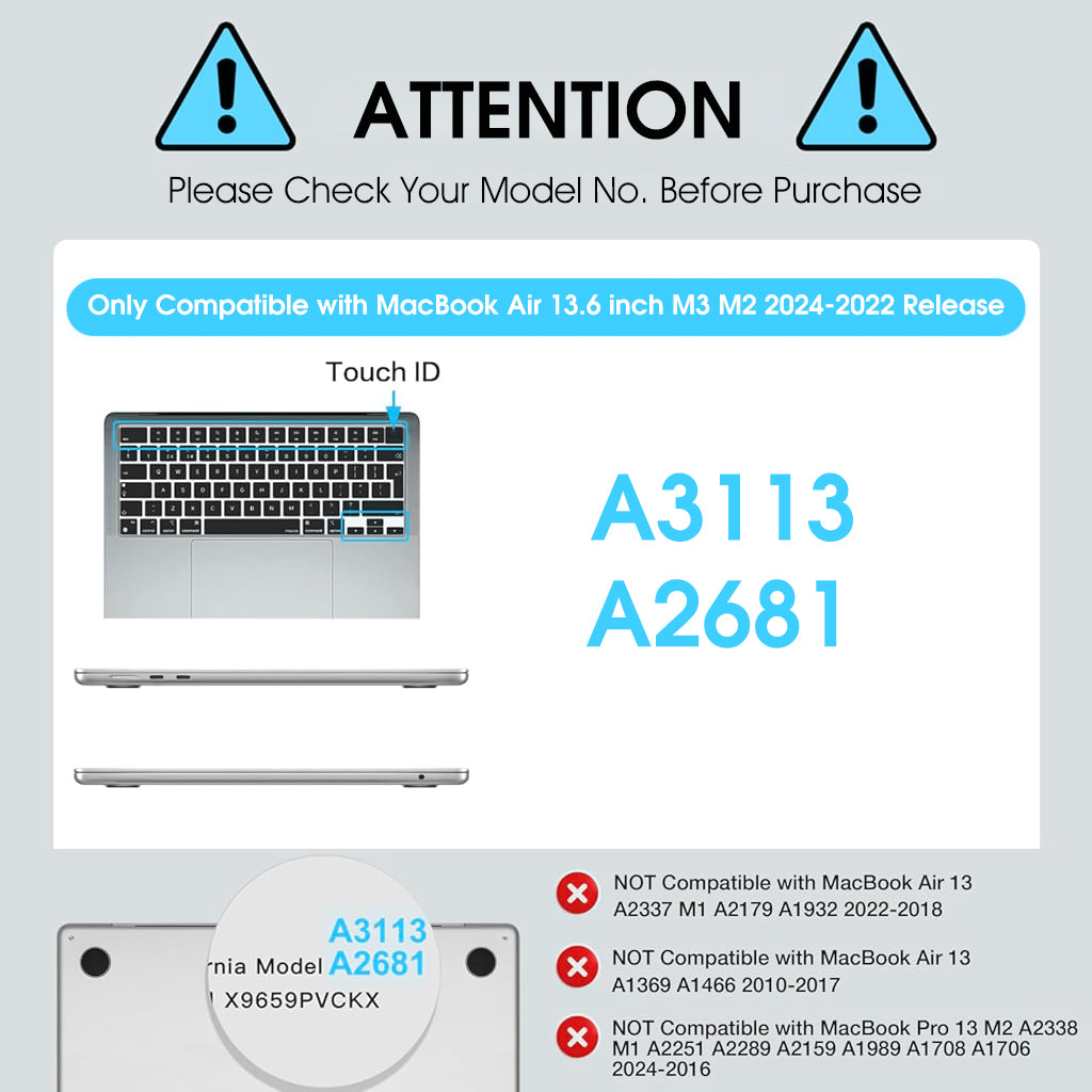 HASTHIP® Laptop Case for MacBook Air M2 A2681/M3 A3113 13.6 inch Sparkling Transparent Laptop Case Fashion Cover Transparent Laptop Case Cover Compatible with MacBook Air13.6 A2681/A3113