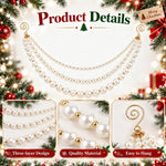 HASTHIP 2-Piece Christmas Pearl Garland, Cascading Faux Bead Chains with Pre-Installed Spiral Hooks