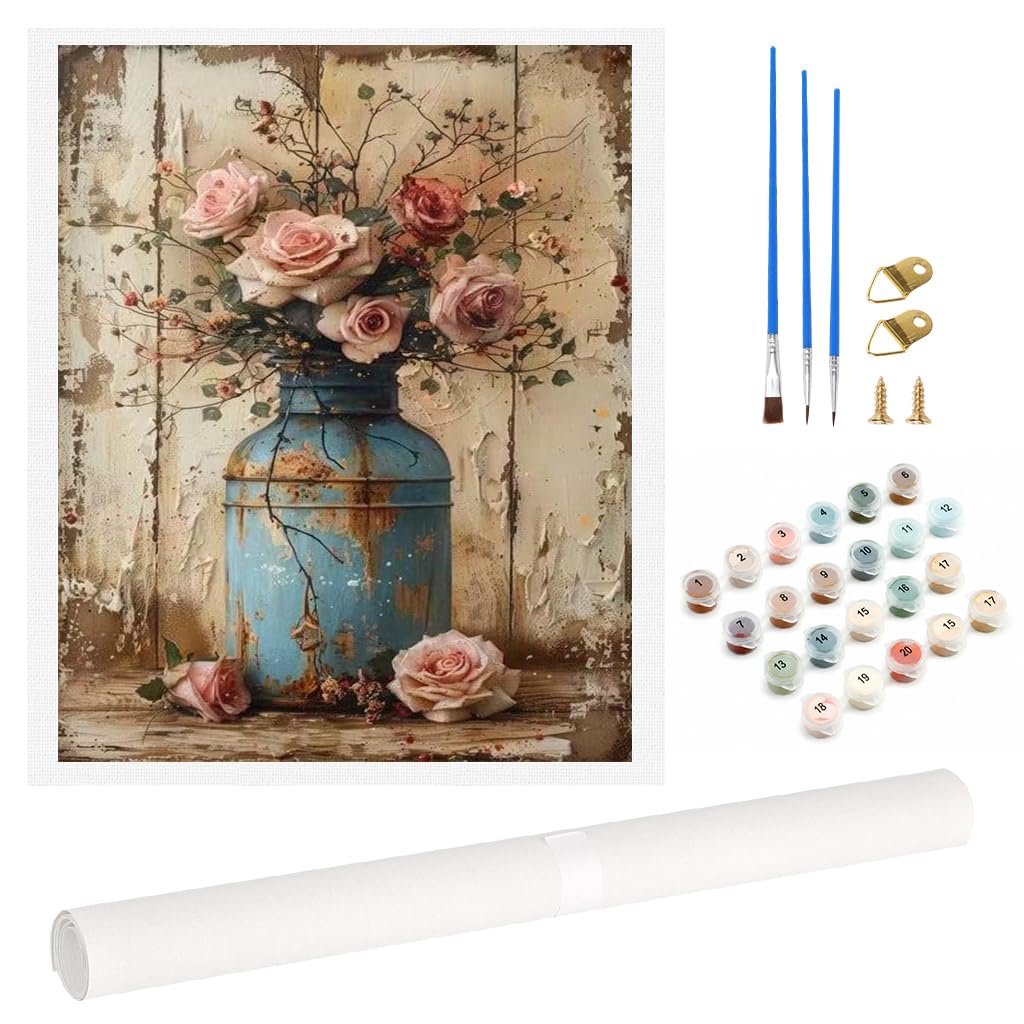 HASTHIP Paint by Number Kit for Adults, 40x50 cm Canvas with Acrylic Paints and Brushes