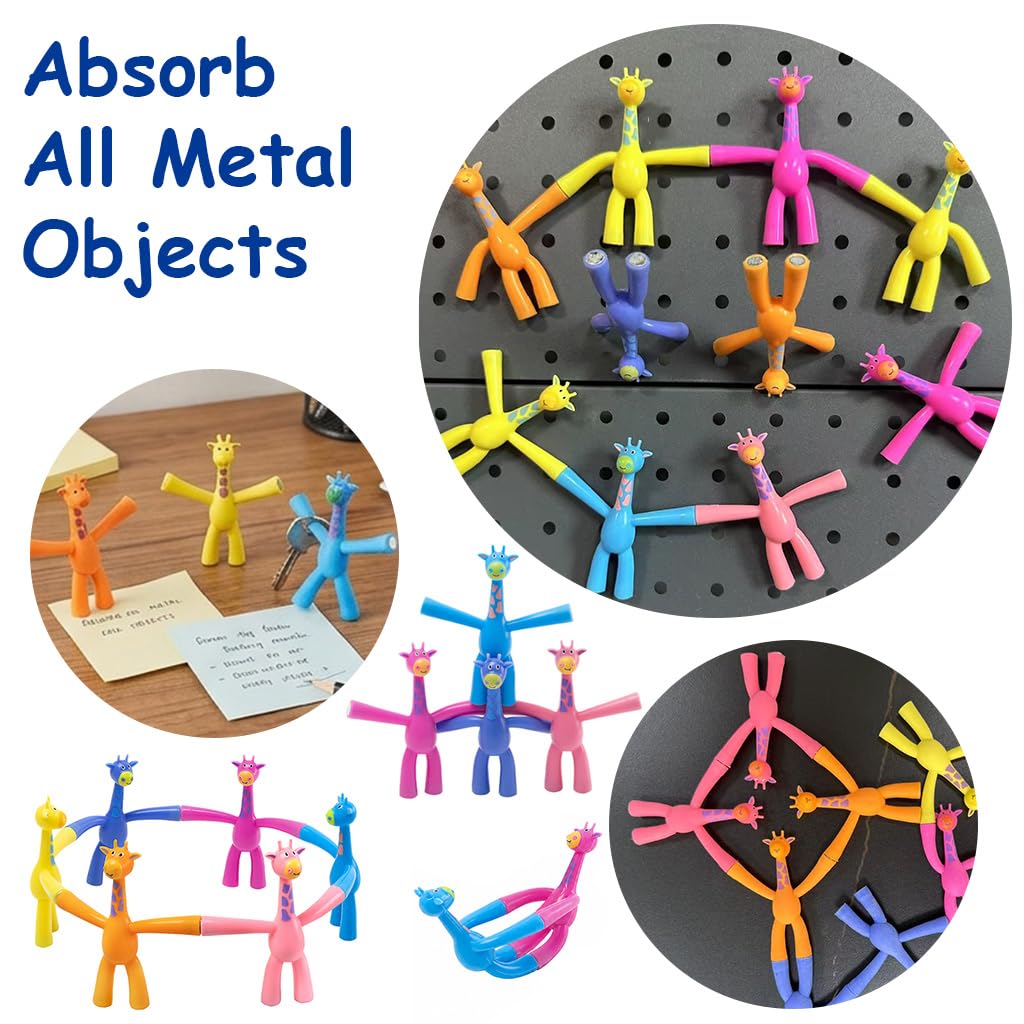 HASTHIP 10-Piece Giraffe Magnet Figures with Bendable Limbs for Fridges and Whiteboards