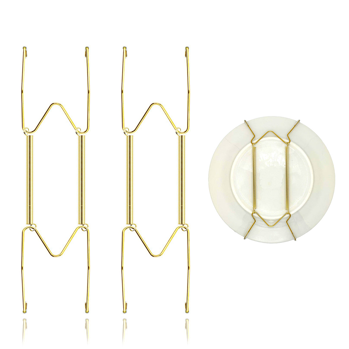HASTHIP® Spring Plate Hangers for Home Decor Wall Decor Heavy Duty Stainless Steel Golden Spring Plate Hangers for 5.5''-8'' Dia Plates