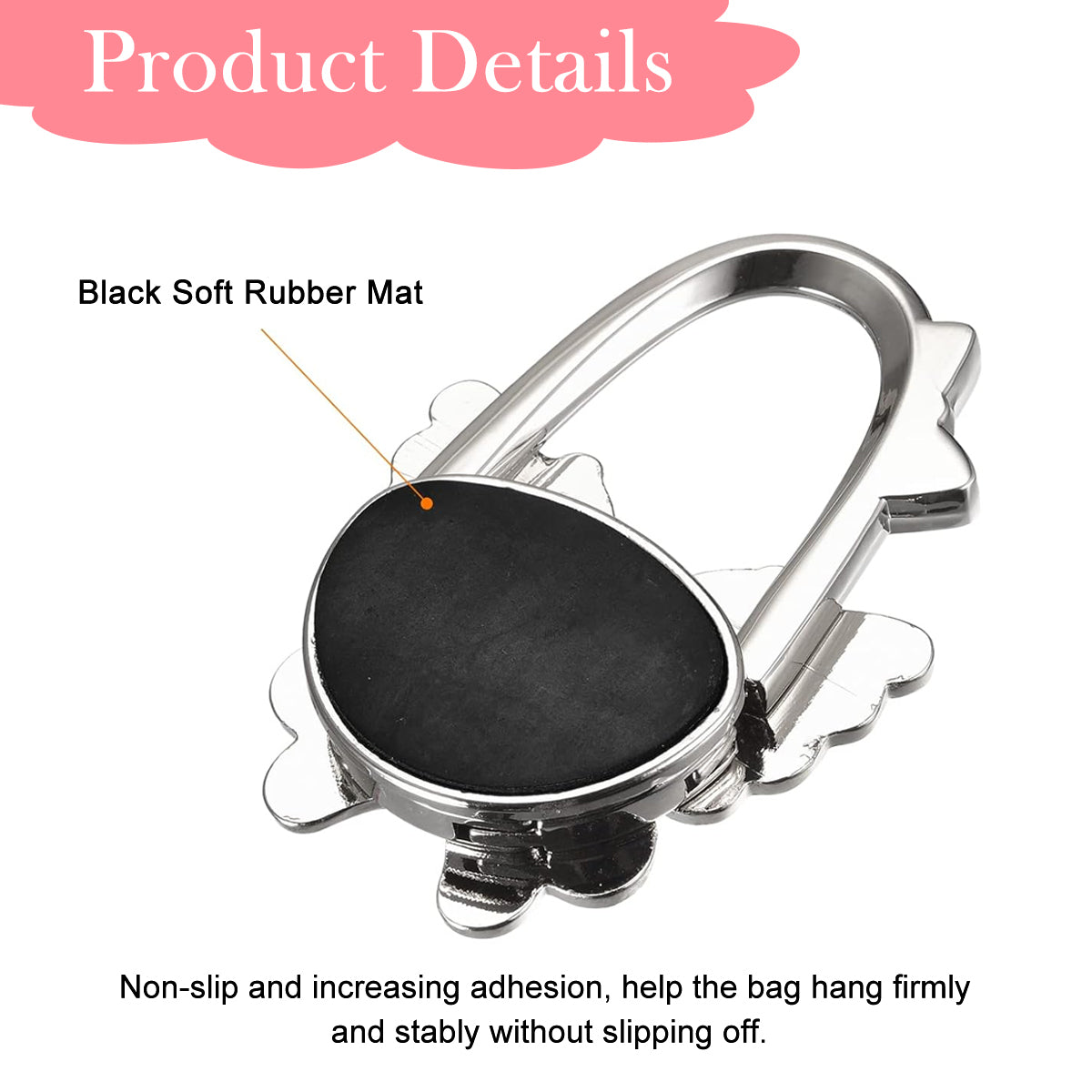 HASTHIP® 2Pcs Foldable Purse Hook, Women Bag Table Hanger Collection Purse Hanger for Table, Portable Table Bag Holder for Handbag, Backpack, Sling Bag ( Metal Multi-Purpose Hook with Storage Bag)