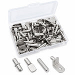 HASTHIP 104-Piece Shelf Pins Kit, 5mm and 1/4-Inch Sizes, Nickel-Plated Steel, Four Styles