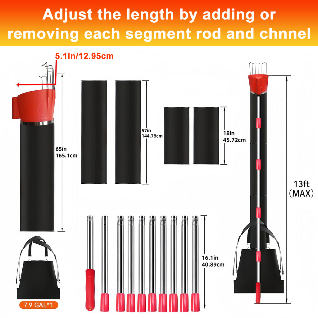 HASTHIP® 13Ft Assembly Fruit Picker with Transfer Channel & One-piece Wearable Fruit Bag Extented Long Handle Fruit Picker New No-drop Fruit Picker Fruit Harvesting Tool for Apple, Mango