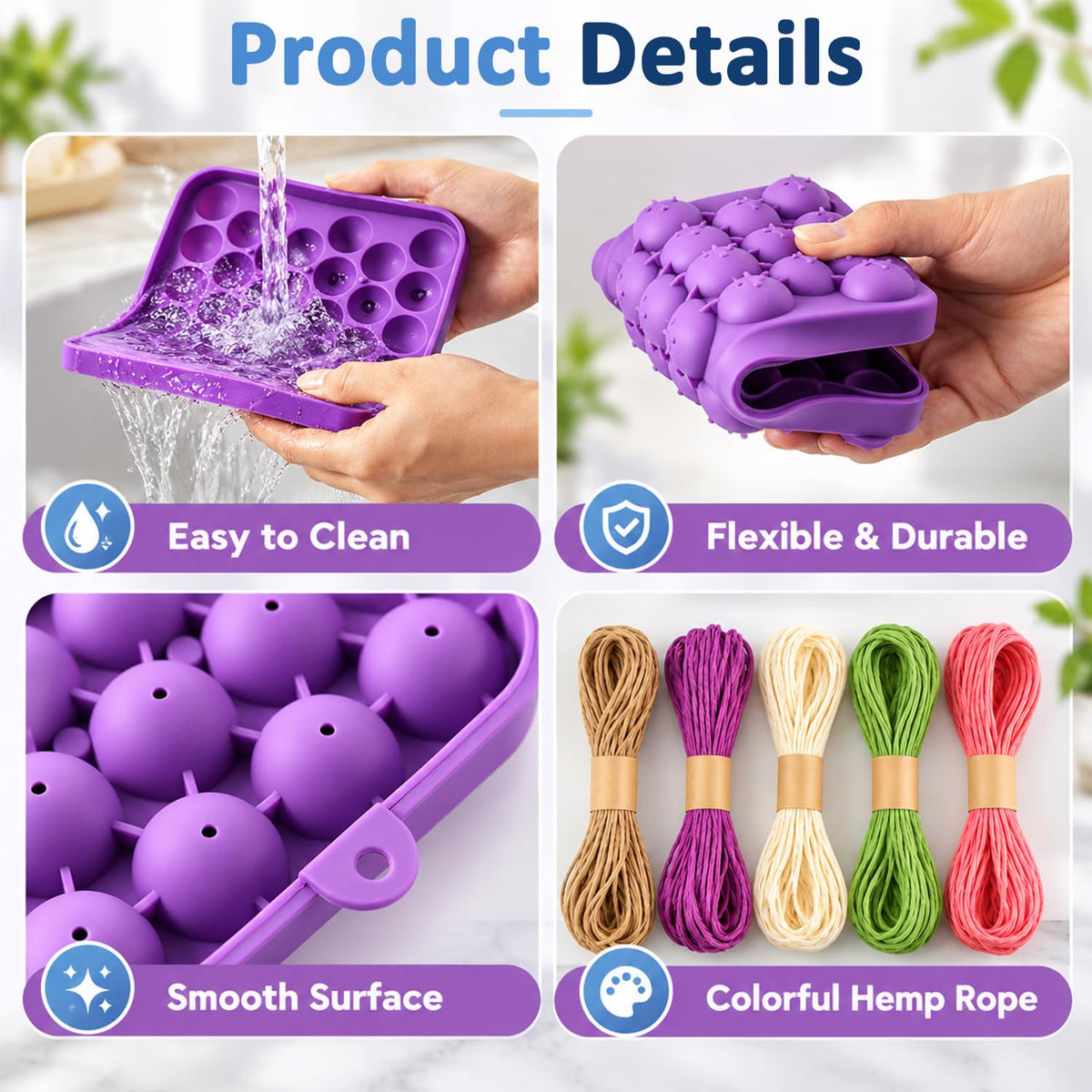 HASTHIP Silicone Grape Soap Mold Kit with 5 Twine Rolls, 5 Bows and 1 Tweezer for Handmade Gifts