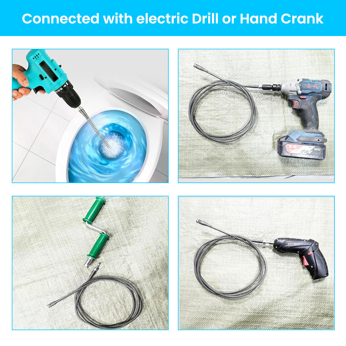 HASTHIP® Drain Pipe Cleaner Drain Cleaning Cable 8.2Ft Metal Wire Drain Pipe Cleaner Power Drill Attachment with Adapter Universal Hex Shrank Spiral Drain Cleaning Cable for Power Tool, Rotary Tool