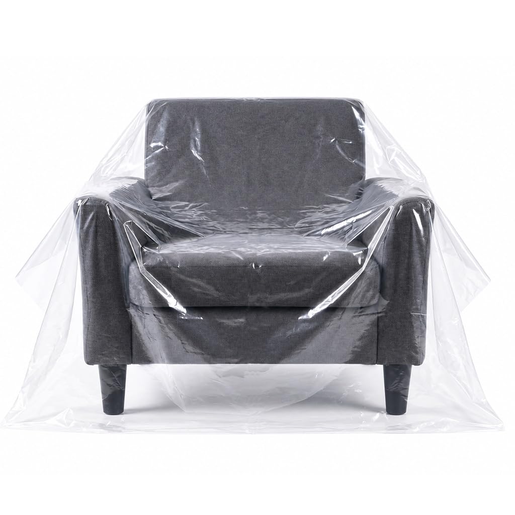 HASTHIP Clear PE Furniture Cover, 120-Micron Shield for Single Sofas, Moving and Storage