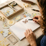 HASTHIP Vintage Wonderland Scrapbooking Kit with A6 Journal, Stickers, Papers and Tweezers