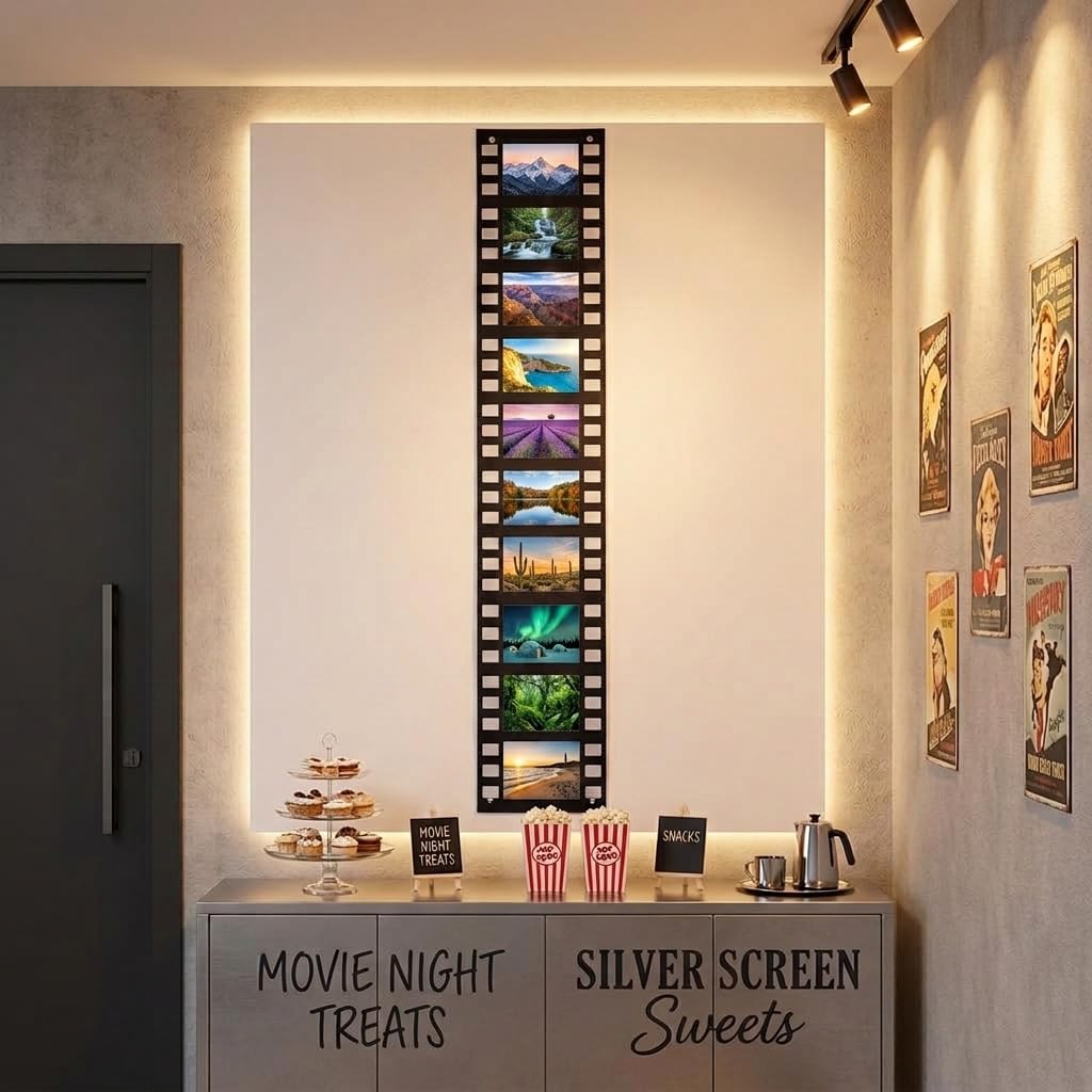 HASTHIP Movie Filmstrip Party Banners with Polyester Fabric, Ribbons and Glue Points for Easy Hanging
