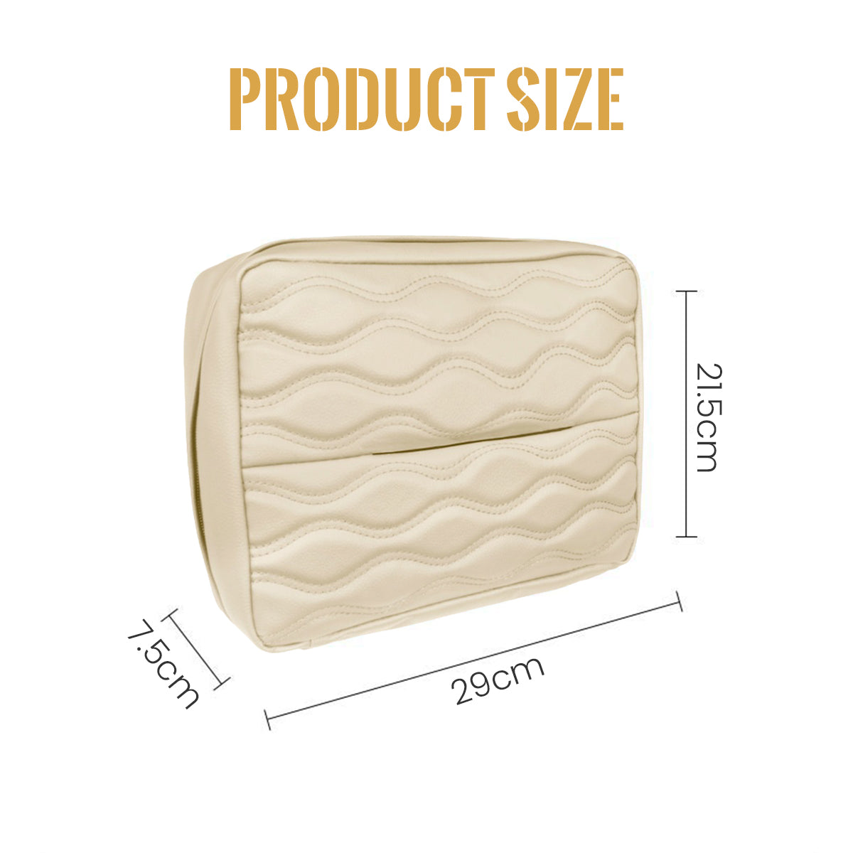 HASTHIP® Car Tissue Holder Box Fashion PU Car Tissue Paper Holder for Headrest Backseat Waterproof Car Tissue Paper Holder Tissue Box with Zipper Closure, 29x21.5x7.5cm, Beige Color