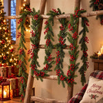 HASTHIP 5.9ft Artificial Pine Christmas Garland with Pine Cones, Flexible Vine and Hanging Rings