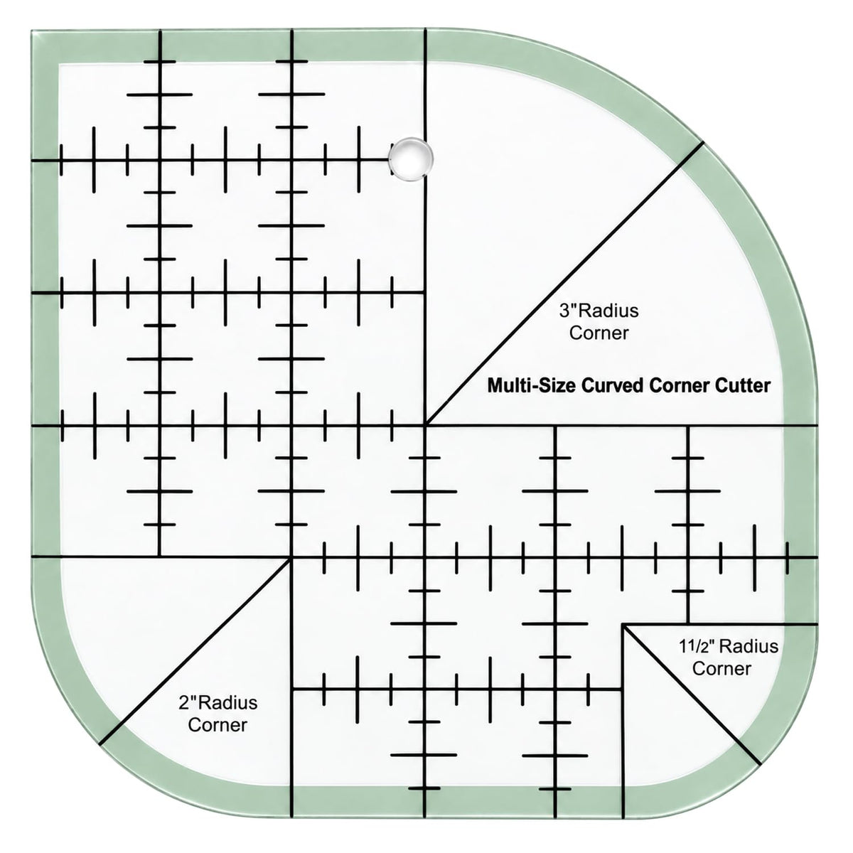 HASTHIP Curved Corner Quilting Ruler in Clear Acrylic, Three Radius Sizes and 45°/90° Markings