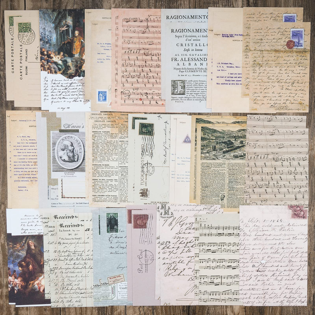 HASTHIP Vintage Scrapbook Supplies Pack for Art Journaling and DIY Albums | 200 Paper and Sticker Ephemera Kit