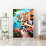 HASTHIP® Diamond Painting Kit 12x16 inch DIY Diamond Art Craft Kit Lakeside Town Scenery Diamond Painting Material Kit for Home Wall Decor Home Gift, with Tools and Accessories