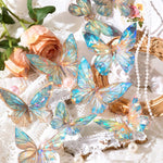 HASTHIP® Butterfly Stickers Set (80pcs) & 6 Rolls Floral Washi Tape Combo – Holographic Waterproof Scrapbooking, Journaling, Planner, DIY Art, Craft, Transparent Resin & PET Decorative Tapes