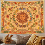 HASTHIP® Sun and Moon Tapestry, Aesthetic Sun Moon Sunflower Tapestry, Retro Tapestries Wall Art Tapestry Cover Wall Hanging Room Decor for Bedroom Livingroom, 51x59 inches