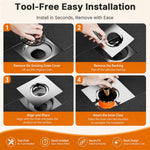 HASTHIP Square Pop-Up Floor Drain Cover with Stainless Steel Top and Detachable Hair Filter