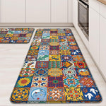 HASTHIP® Juego de 2 Tapetes de Cocina Antifatiga, Alfombrillas Antideslizantes Impermeables, Alfombras Acolchadas para Piso, Fregadero, Lavandería y Oficina, 44x70 + 44x120cm Azul