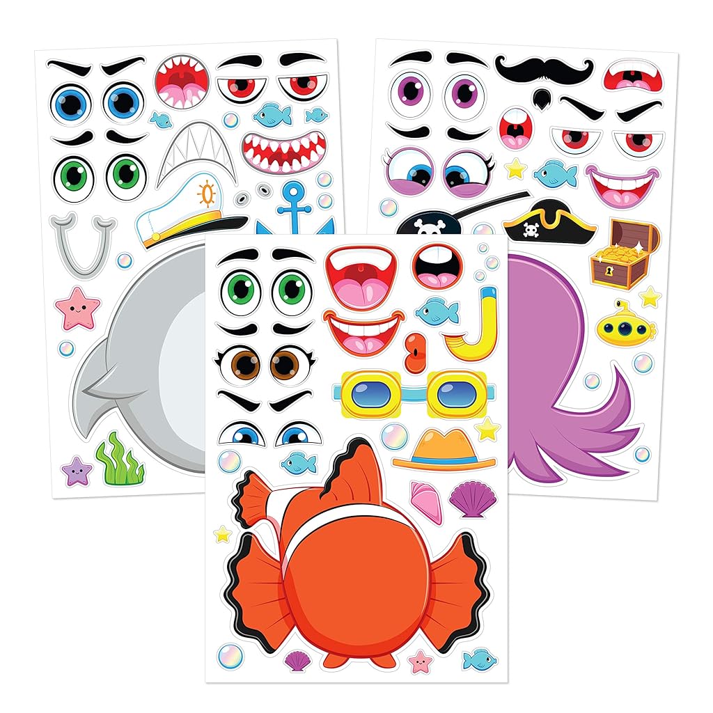 HASTHIP® Make-a-Face DIY Animal Stickers Set for Kids, Creative Character Sticker Sheets with 3D Animal Faces, Flexible PVC Vinyl Craft Stickers for Decorating Notebooks, Gifts, and Party Supplies Use